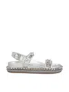 Christian Louboutin Womens Silver Pyrabizz Flat Leather Sandals Eur 40 / 7 Uk In Silver
