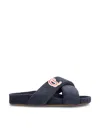 Christian Louboutin Bizzu Logo Patch Slide Sandal In Blue