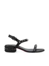 Christian Louboutin Pyrasand 30 Leather Sandals In Black/lin Black