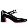 Christian Louboutin 55mm Miss Jane Patent Leather Pumps In Black/lin Black