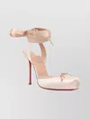 Christian Louboutin Sandals Featuring Square Toe And Bow Detail In Neutral