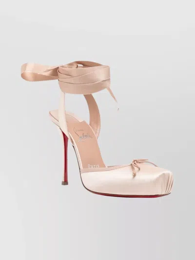 Christian Louboutin Sandals Featuring Square Toe And Bow Detail In Neutral