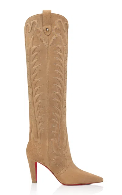 Christian Louboutin Santia 85mm Suede Boots In Lionne