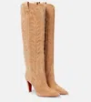 Christian Louboutin Santia Botta 85 Suede Knee-high Boots In Brown