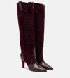 Christian Louboutin Santia Botta 85 Suede Knee-high Boots In Burgundy