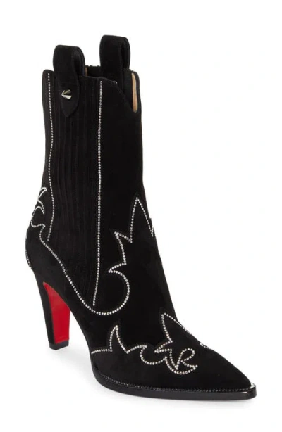 Christian Louboutin Womens Santigag Strass 85 Leather Heeled Boots Blac In Black
