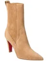 Christian Louboutin Suede Stiletto Red Sole Chelsea Booties In Brown