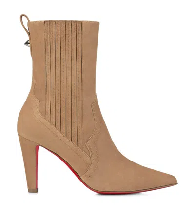 Christian Louboutin Santigag Suede Heeled Boots 85 In Brown