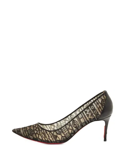Pre-owned Christian Louboutin Saramor Lace Heeled Pumps In Black