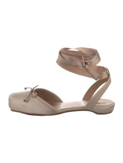 Pre-owned Christian Louboutin Satin Ballet Flats In Neutrals