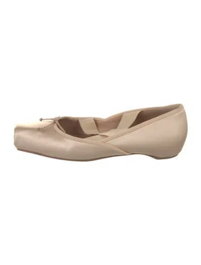 Pre-owned Christian Louboutin Satin Bow Accents Ballet Flats In Neutral