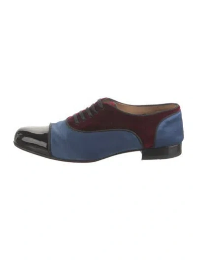 Pre-owned Christian Louboutin Satin Colorblock Pattern Oxfords