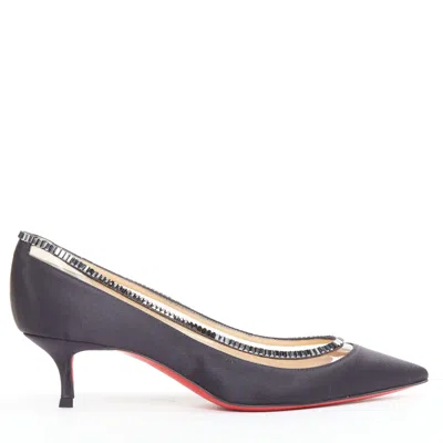 Christian Louboutin Satin Crystal Kitten In Black