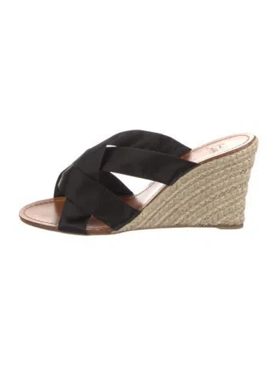 Pre-owned Christian Louboutin Satin Espadrilles In Black