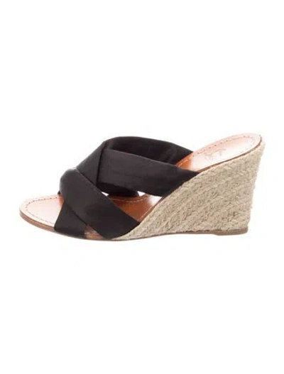 Pre-owned Christian Louboutin Satin Espadrilles In Black