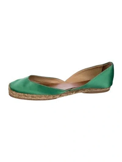 Pre-owned Christian Louboutin Satin Espadrilles In Green