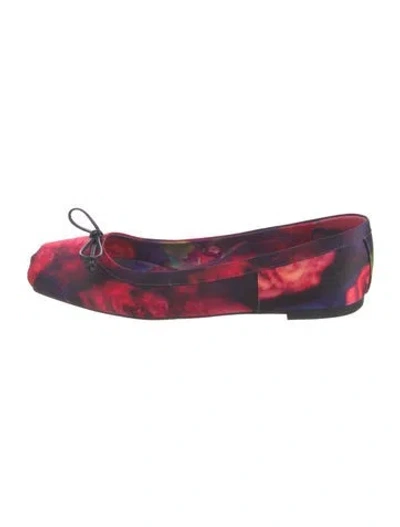 Pre-owned Christian Louboutin Satin Floral Print Ballet Flats In Multicolor