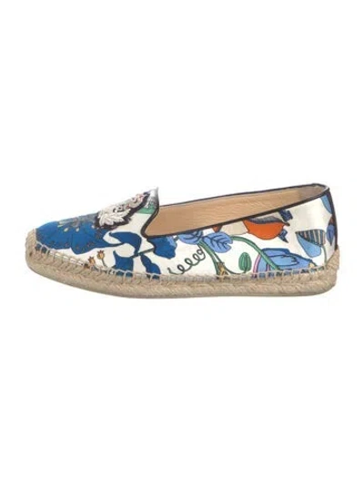 Pre-owned Christian Louboutin Satin Floral Print Espadrilles In Neutral
