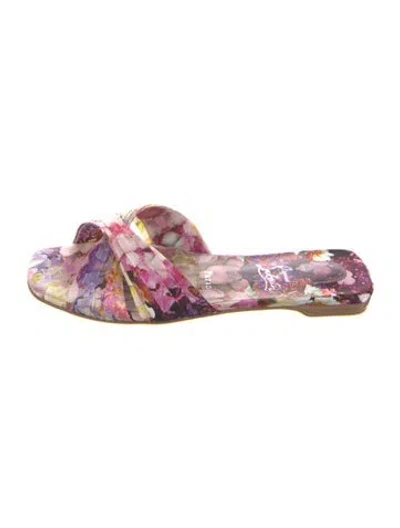 Pre-owned Christian Louboutin Satin Floral Print Slides In Pink