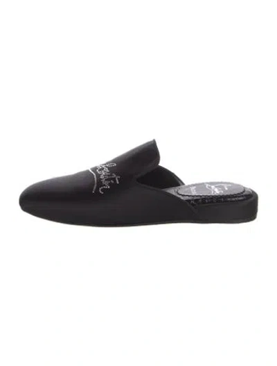 Pre-owned Christian Louboutin Satin Graphic Print Slippers In Black