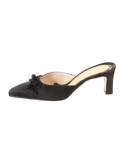 Pre-owned Christian Louboutin Satin Mules In Black