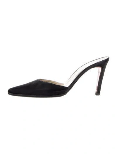 Pre-owned Christian Louboutin Satin Mules In Black