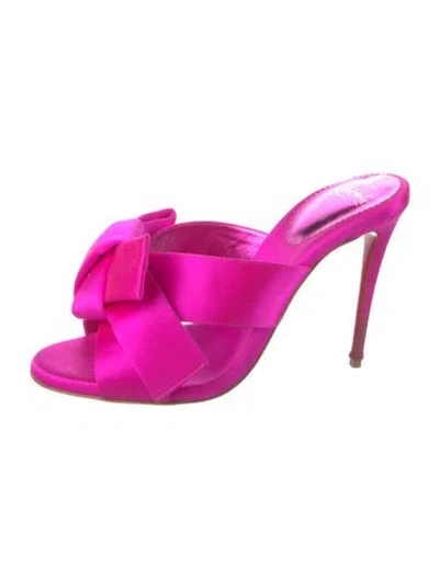 Pre-owned Christian Louboutin Satin Mules In Pink