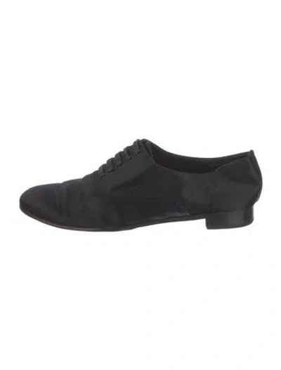 Pre-owned Christian Louboutin Satin Oxfords In Black