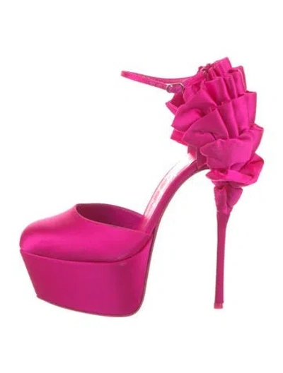 Pre-owned Christian Louboutin Satin Pleated Accents D'orsay Pumps In Purple