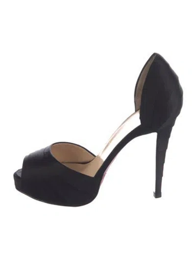 Pre-owned Christian Louboutin Satin Pumps In Black