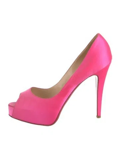 Pre-owned Christian Louboutin Satin Pumps In Pink
