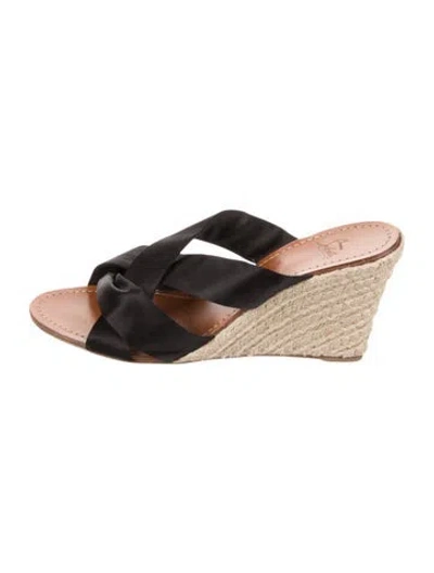 Pre-owned Christian Louboutin Satin Slides In Black