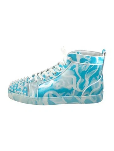 Pre-owned Christian Louboutin Satin Tie-dye Print Sneakers W/ Tags In Blue