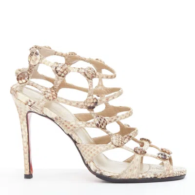 Christian Louboutin Scaled Leather Sandals In Brown