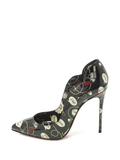 Pre-owned Christian Louboutin Scalloped Leather Pumps In Black