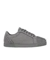 Christian Louboutin Mens Seavaste 2 Orlato Studded Suede Low-top Trainers Smoke Grey In Gray