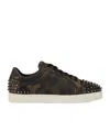 Christian Louboutin Seavaste Camouflage Spiked Suede Sneakers In Brown