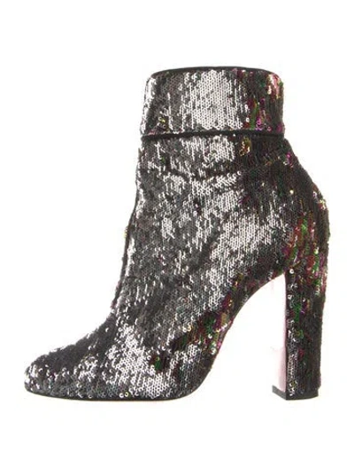 Pre-owned Christian Louboutin Sequins Boots In Silver