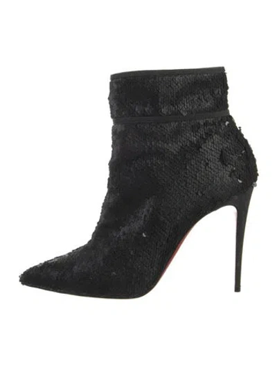 Pre-owned Christian Louboutin Sequins Glitter Accents Boots In Black