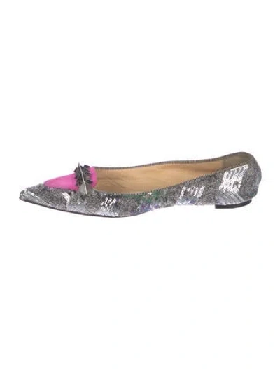 Pre-owned Christian Louboutin Sequins Printed Flats In Black
