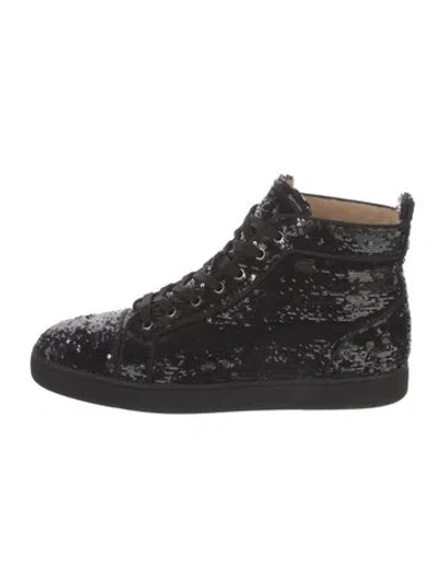 Pre-owned Christian Louboutin Sequins Sneakers In Black