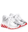 Christian Louboutin Shark Metallic Leather Sneakers In Silver