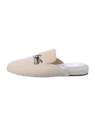 Pre-owned Christian Louboutin Shearling Embroidered Accent Mules In Multi
