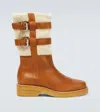 Christian Louboutin Shearling-trimmed Leather Boots In Terra/ivory/lin Shearl