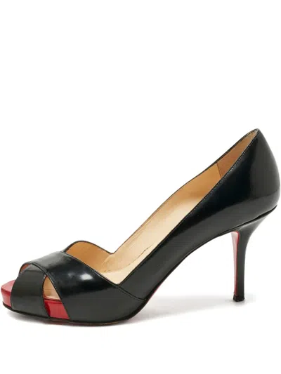 Pre-owned Christian Louboutin Shelley Criss-cross Pumps In Black