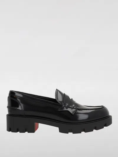 Christian Louboutin Donna Patent Red Sole Penny Loafers In Black