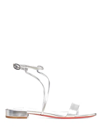 Christian Louboutin Miss Choca Ankle Strapped Metallic Sandals In Lin Silver
