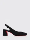 Christian Louboutin Block Heel Sandals Round Toe In Black