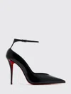 Christian Louboutin Black Patent Leather Erozee Pumps With Ankle Strap In Multi