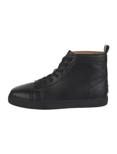 Pre-owned Christian Louboutin Signature Logo Leather Sneakers In Black